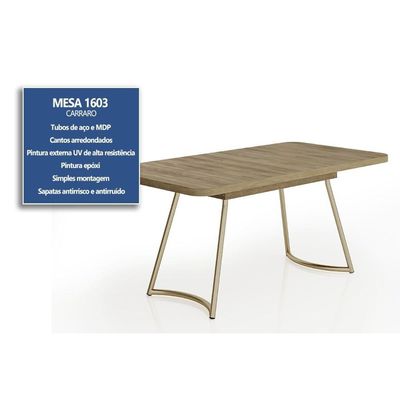 Mesa Jantar Évora 1603 Madeirado/Aço 170cm Rose Carraro