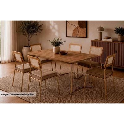 Mesa Jantar Évora 1603 Madeirado/Aço 170cm Rose Carraro
