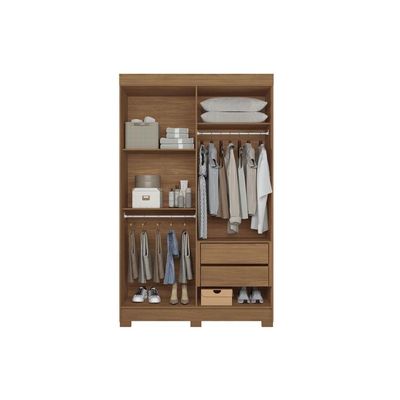 Guarda Roupa Solteiro 4 Portas (2 c/Espelho) e 2 Gavetas c/Pés Sarandi Jatoba/Areia S. Andirá