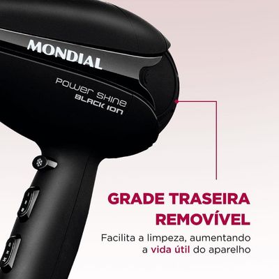 Secador de Cabelos Mondial Power Shine Black SC-13 2000W - Preto Preto / 110