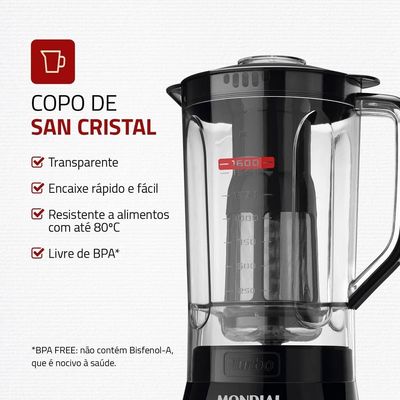 Liquidificador Mondial Turbo Power L-99 FB Preto 500W com 3 Velocidades Preto / 110