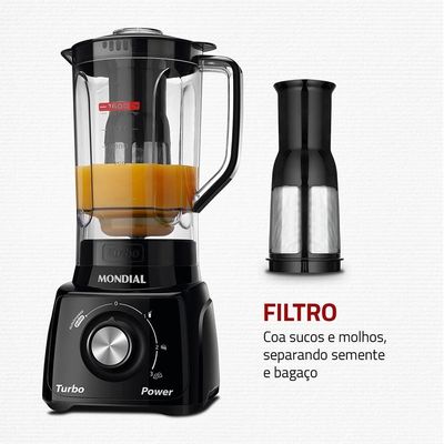 Liquidificador Mondial Turbo Power L-99 FB Preto 500W com 3 Velocidades Preto / 110