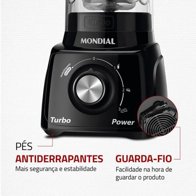 Liquidificador Mondial Turbo Power L-99 FB Preto 500W com 3 Velocidades Preto / 110