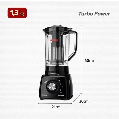 Liquidificador Mondial Turbo Power L-99 FB Preto 500W com 3 Velocidades Preto / 110