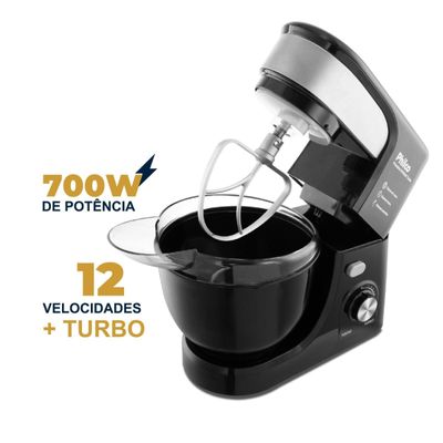 Batedeira Planetária Philco PHP500 Turbo com 11 Velocidades e 500W – Preto Preto / 110