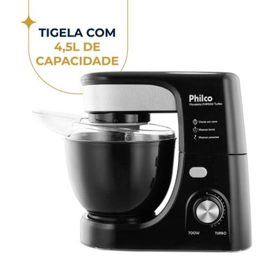 Batedeira Planetária Philco PHP500 Turbo com 11 Velocidades e 500W – Preto Preto / 110