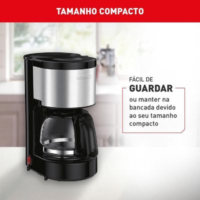 Cafeteira Elétrica Arno Perfectta Inox CFPI 12 Xícaras - Preta Inox,Preto / 220