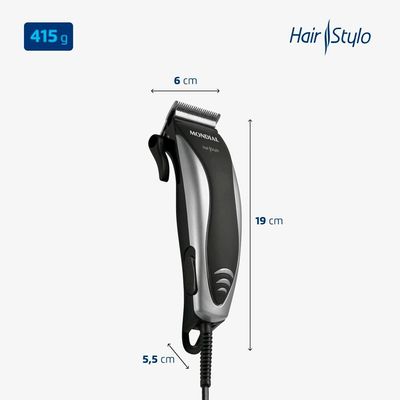 Máquina de Cortar Cabelo Mondial Hair Stylo CR-02 4 com Pentes - Prata/Preta Preto,Prata / 110