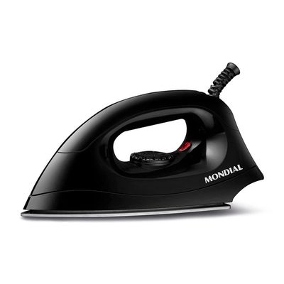 Ferro de Passar a Seco Mondial FSN-55-B com Base em Alumínio Polido – Preto preto / 110
