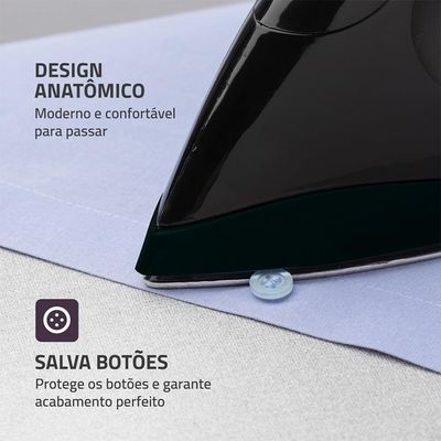 Ferro de Passar a Seco Mondial FSN-55-B com Base em Alumínio Polido – Preto preto / 110