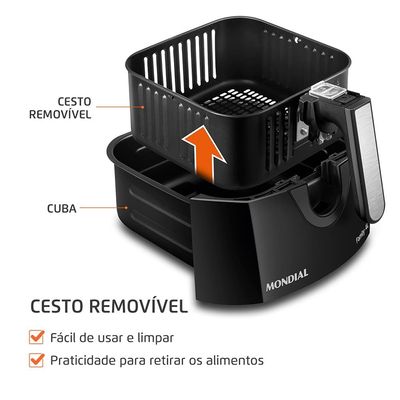 Fritadeira Elétrica Sem Óleo Air Fryer Mondial Family AFN40FB 4 L  Preta Preto / 110