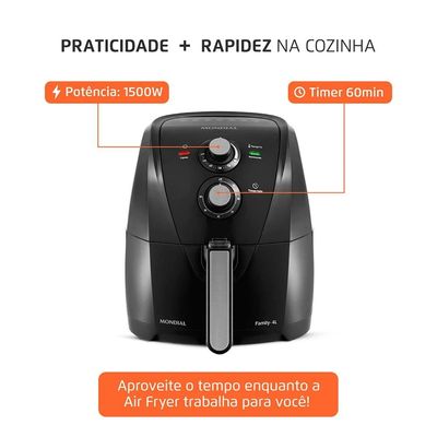 Fritadeira Elétrica Sem Óleo Air Fryer Mondial Family AFN40FB 4 L  Preta Preto / 110