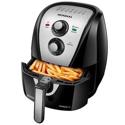 Fritadeira Elétrica Sem Óleo Air Fryer Mondial AFN40BI Family Inox 4L Preta/Inox Inox,Preto / 110