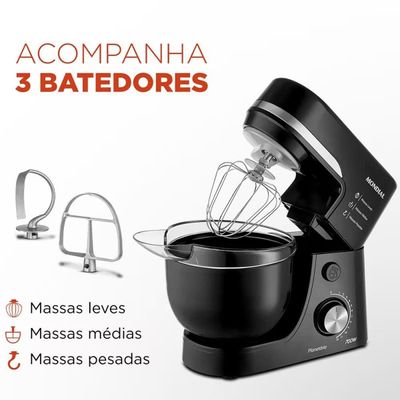 Batedeira Planetária Mondial BP-03 com 12 Velocidades e 700W – Preto Preto / 110