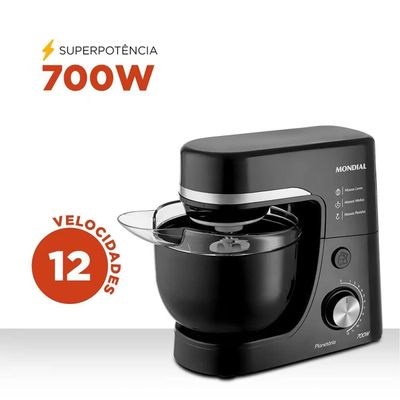 Batedeira Planetária Mondial BP-03 com 12 Velocidades e 700W – Preto Preto / 220