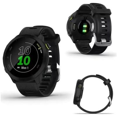 Relógio Garmin Forerunner 55 Monitor Cardíaco E Gps 42mm Black Mesh Black Preto