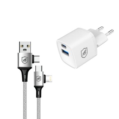 Kit Carregamento Rápido GaN 20W com Cabo 4 em 1 65W USB-C Lightning - Gshield