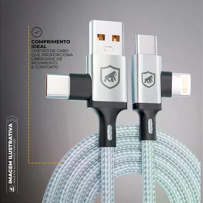 Kit Carregamento Rápido GaN 20W com Cabo 4 em 1 65W USB-C Lightning - Gshield