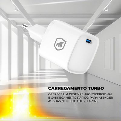 Kit Carregador de Parede Universal 20W + Cabo Dual Armor 1M Tipo C / Lightning 27W - Gshield