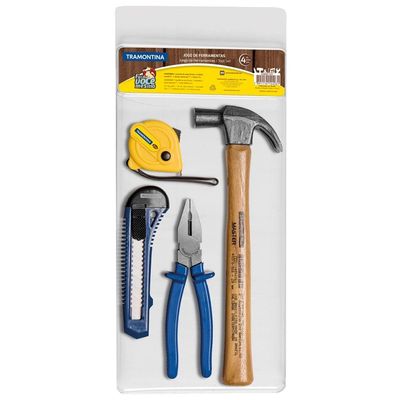 Kit de Ferramentas Tramontina 4 Peças com Martelo e Alicate