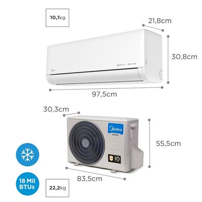 Ar Condicionado 18000 BTUs Split Hi Wall Inverter Midea Frio AI Ecomaster 220V