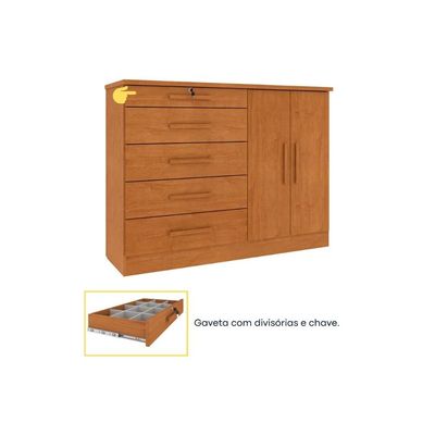 Cômoda Istambul c/2 Portas 5 Gavetas e Pés Cinamomo Tcil
