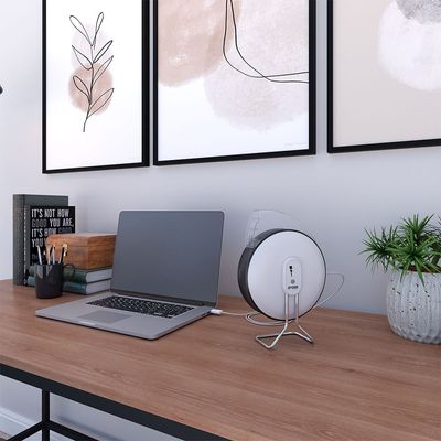 Ventilador de Mesa Portátil USB Praxis Branco com Preto / 110v