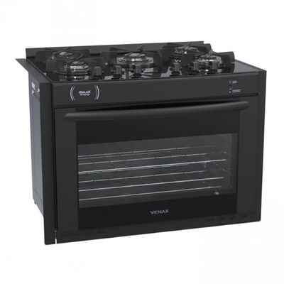 Fogao de Embutir 5 Bocas Venax Gaudi Prisma Vitreo Bl Venax Preto / Bivolt