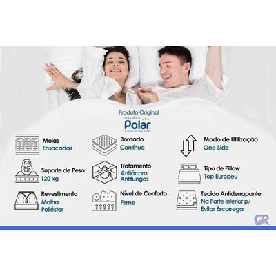 Colchão Casal Molas Polar Ensacadas Safira 138x188x24