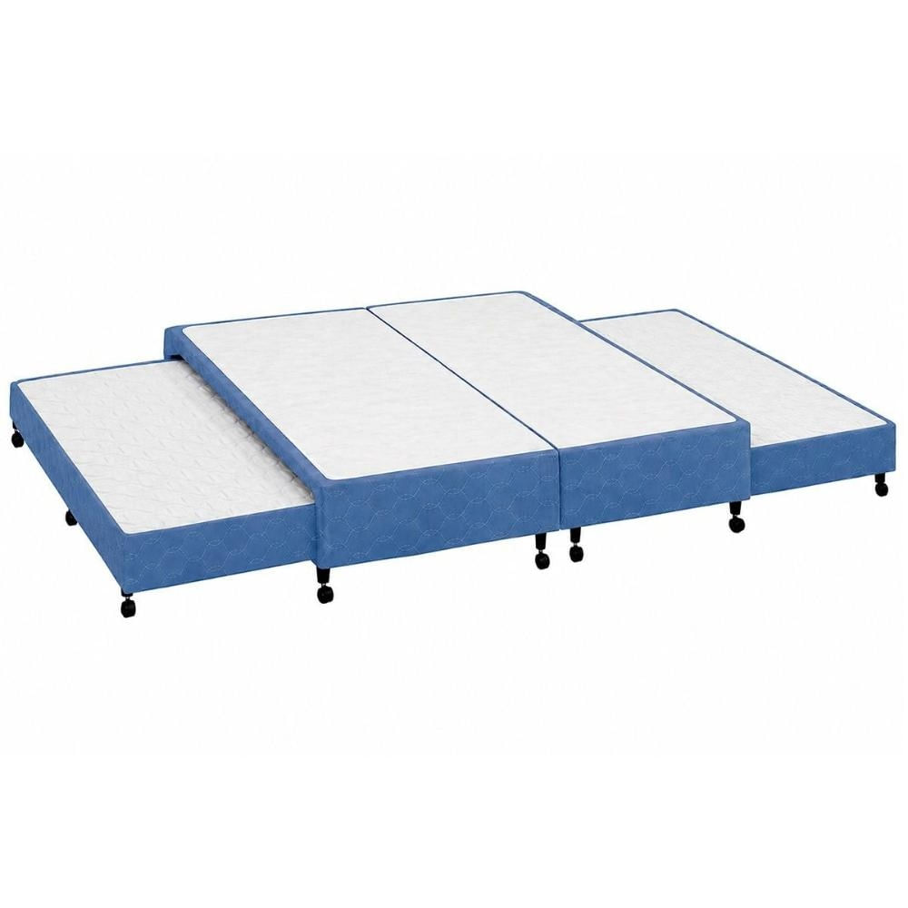 Cama Box c/Auxiliar Casal Castor Poli Blue 138x188x27