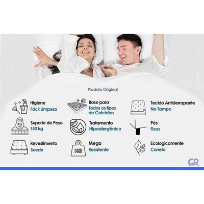 Cama Box CRC King +Colchão Molas Master Pocket Premium Castor 193x203
