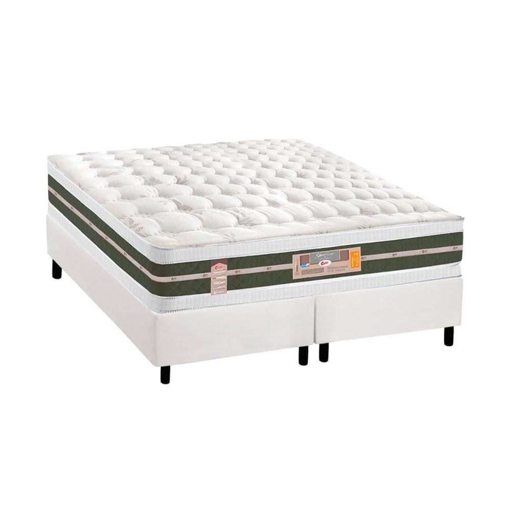 Cama Box CRC Queen +Colchão Molas Master Pocket Silver Star Castor 158x198