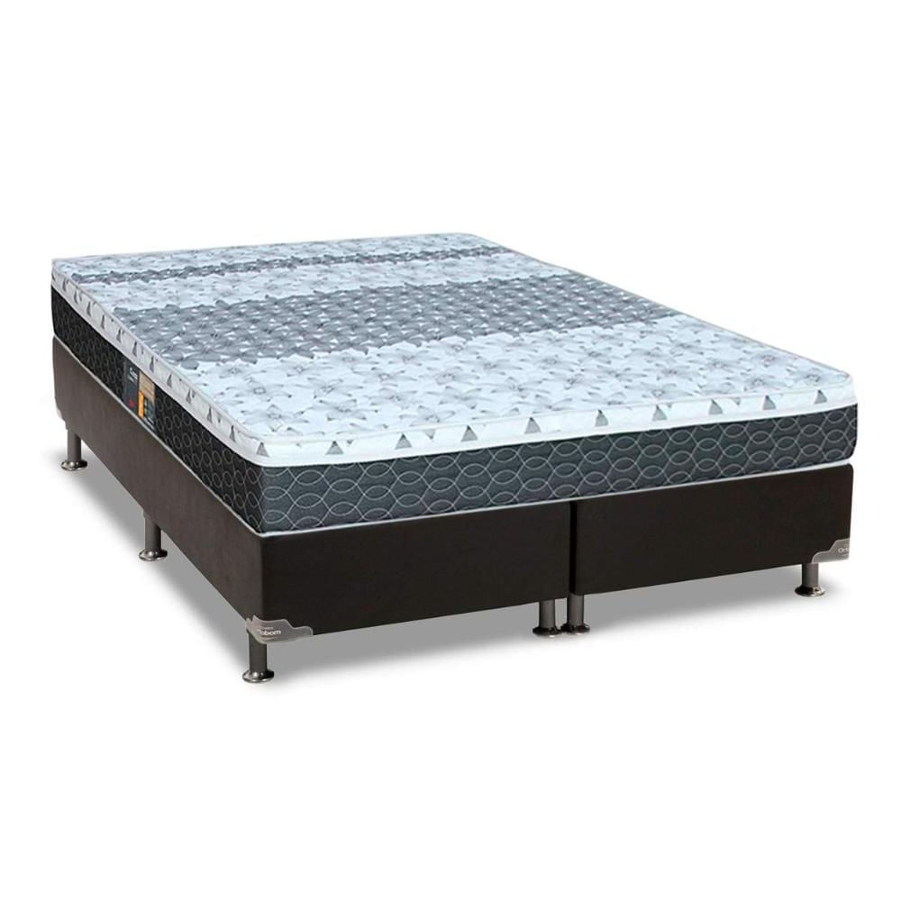 Cama Box CRC King +Colchão Molas Master Pocket Class Castor 193x203