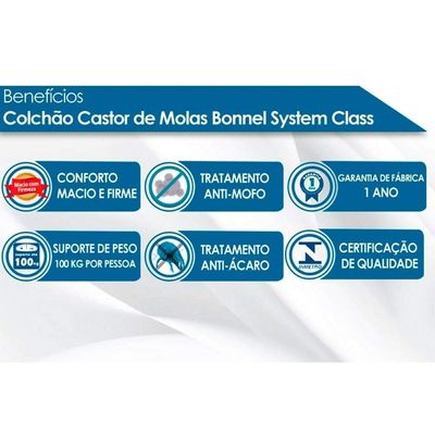 Cama Box CRC Casal +Colchão Molas Master Pocket Class New Castor 138x188