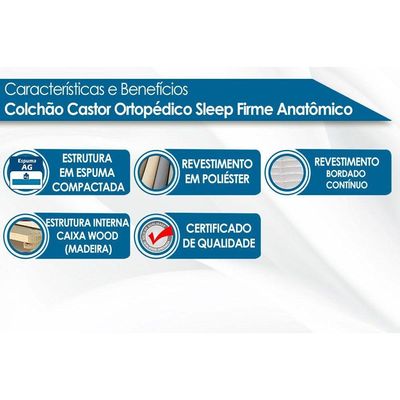 Colchão Solteiro D28 Castor Ortopédico Sleep Firme 78x188x22