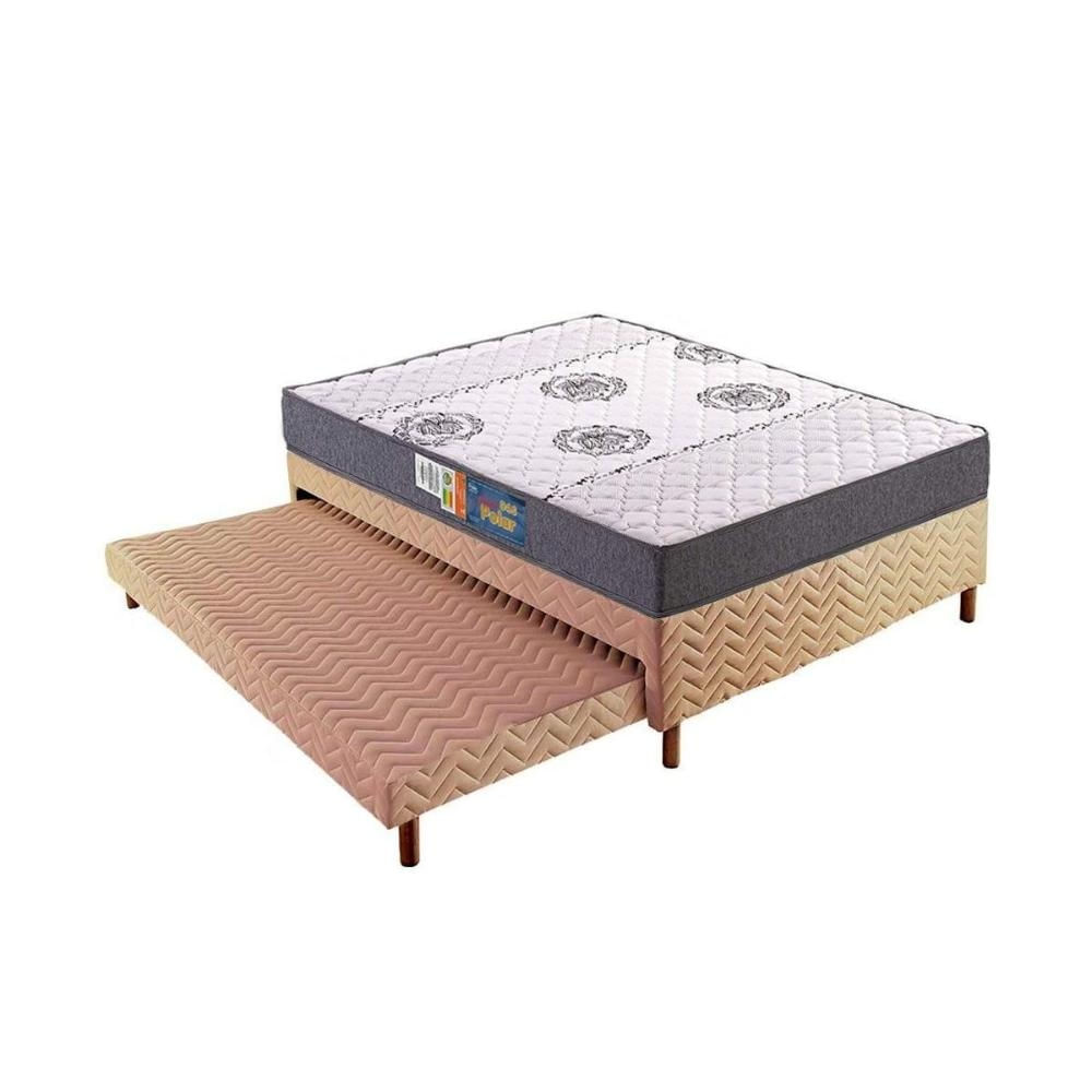 Cama Box CRC Casal +Colchão D45 Espuma Pérola Polar 138x188
