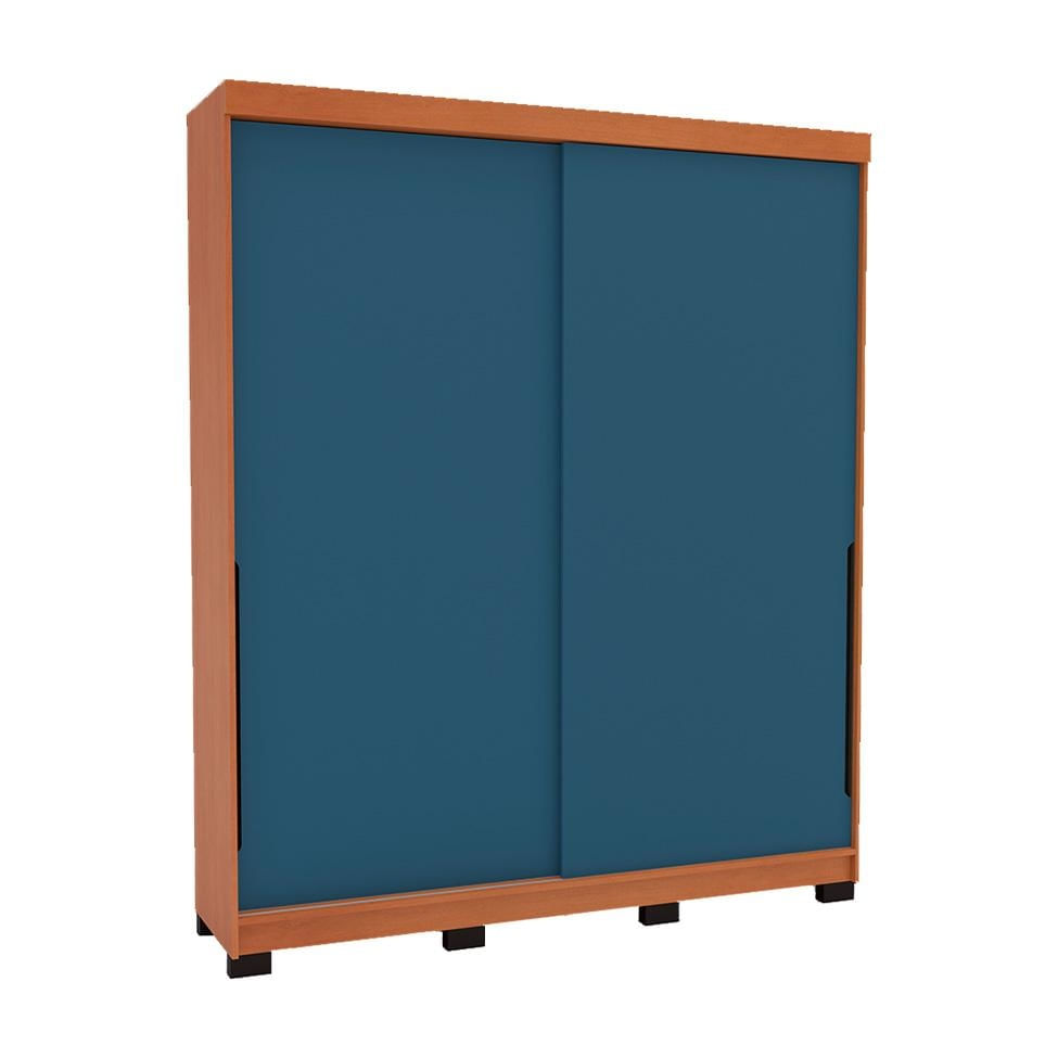 Guarda-Roupa Casal Madrid 2 Portas 2 Gavetas Freijó e Azul