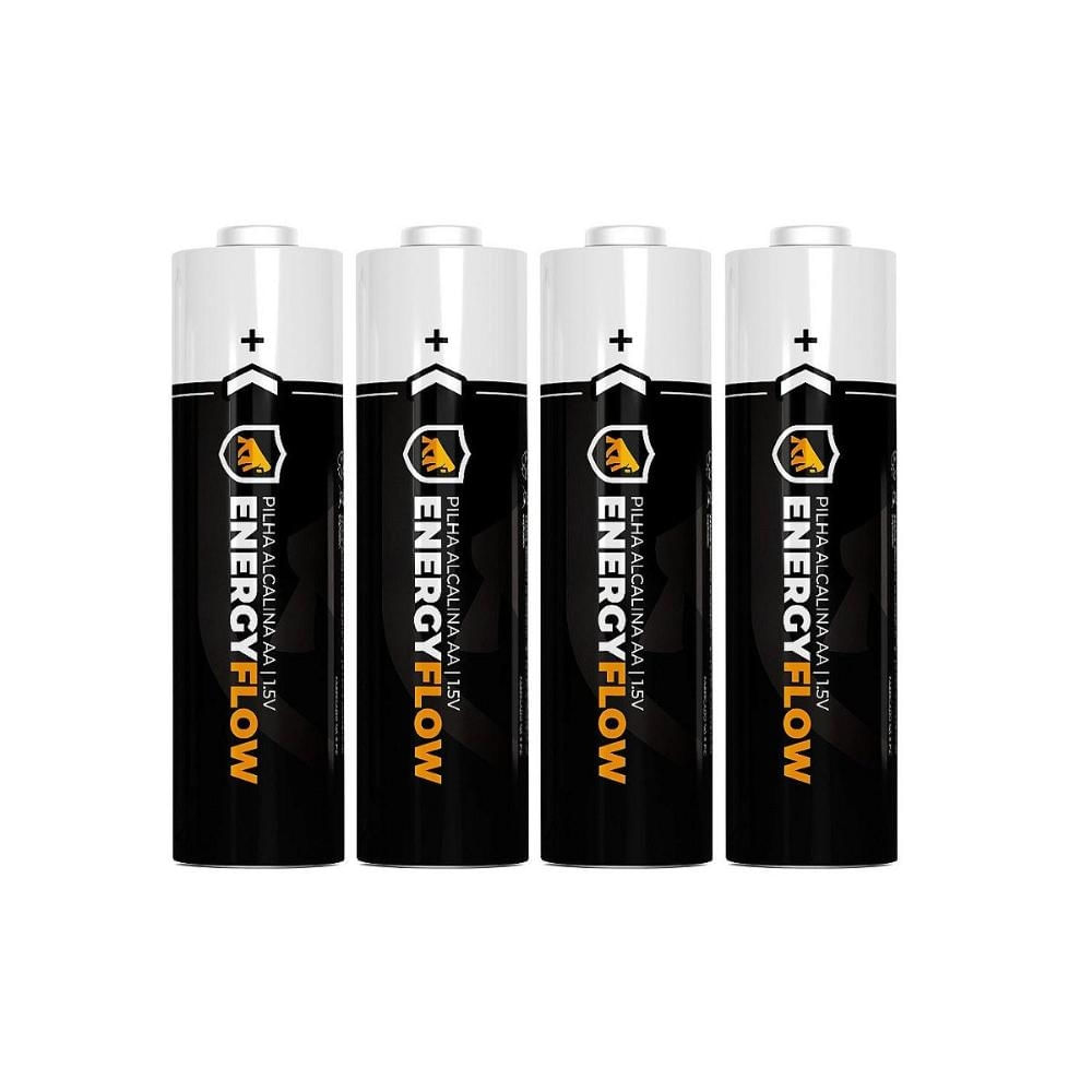 Pilha Alcalina 4 Unidades AA Energy Flow com Tensão de 1,5V, Alta potência e Durabilidade - Gshield