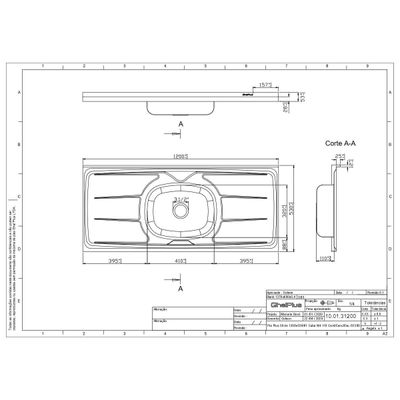 Pia para Cozinha Ghelplus King com Válvula - 120x53cm
