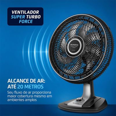 Ventilador de Mesa 40cm Super Turbo Force Mondial Preto/Prata VSTF-40-8P-BS 220V