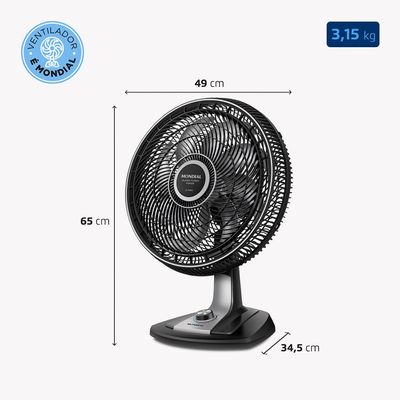 Ventilador de Mesa 40cm Super Turbo Force Mondial Preto/Prata VSTF-40-8P-BS 220V