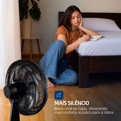 Ventilador de Mesa 40cm Super Turbo Force Mondial Preto/Prata VSTF-40-8P-BS 220V