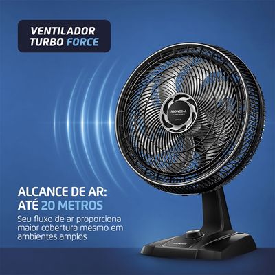 Ventilador 40cm Turbo Force Mondial Preto/Prata VTF-40-8P-BS 127V