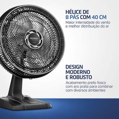 Ventilador 40cm Turbo Force Mondial Preto/Prata VTF-40-8P-BS 127V