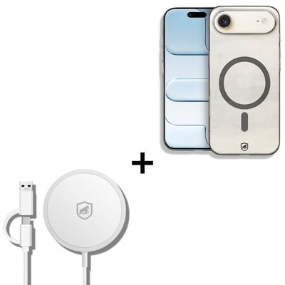 Kit Capa case capinha Crystal Slim Titanium para iPhone Air + Carregador Wireless MagSafe - Gshield