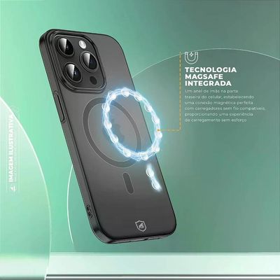Kit Capa case capinha Crystal Slim Titanium para iPhone 17 + Carregador Wireless MagSafe - Gshield