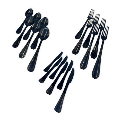 Faqueiro Conjunto Talheres Luxo Black 24 Peças Aço Inox