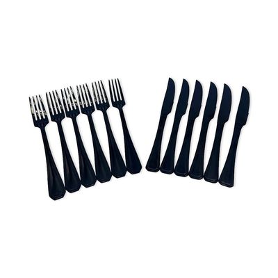 Faqueiro Conjunto Talheres Luxo Black 24 Peças Aço Inox