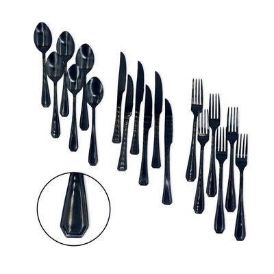 Faqueiro Conjunto Talheres Luxo Black 24 Peças Aço Inox