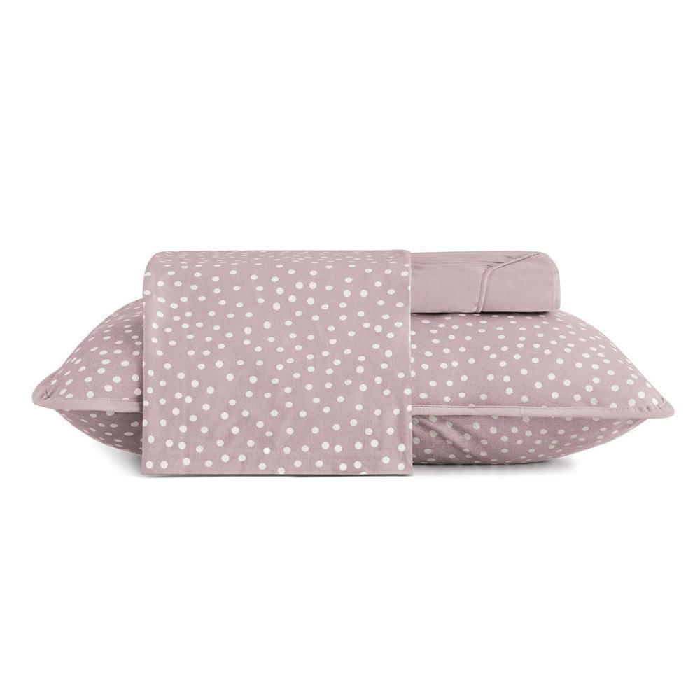 Jogo De Cama Solteiro Altenburg 3 Peças Malha Fio Penteado Bits Rosa